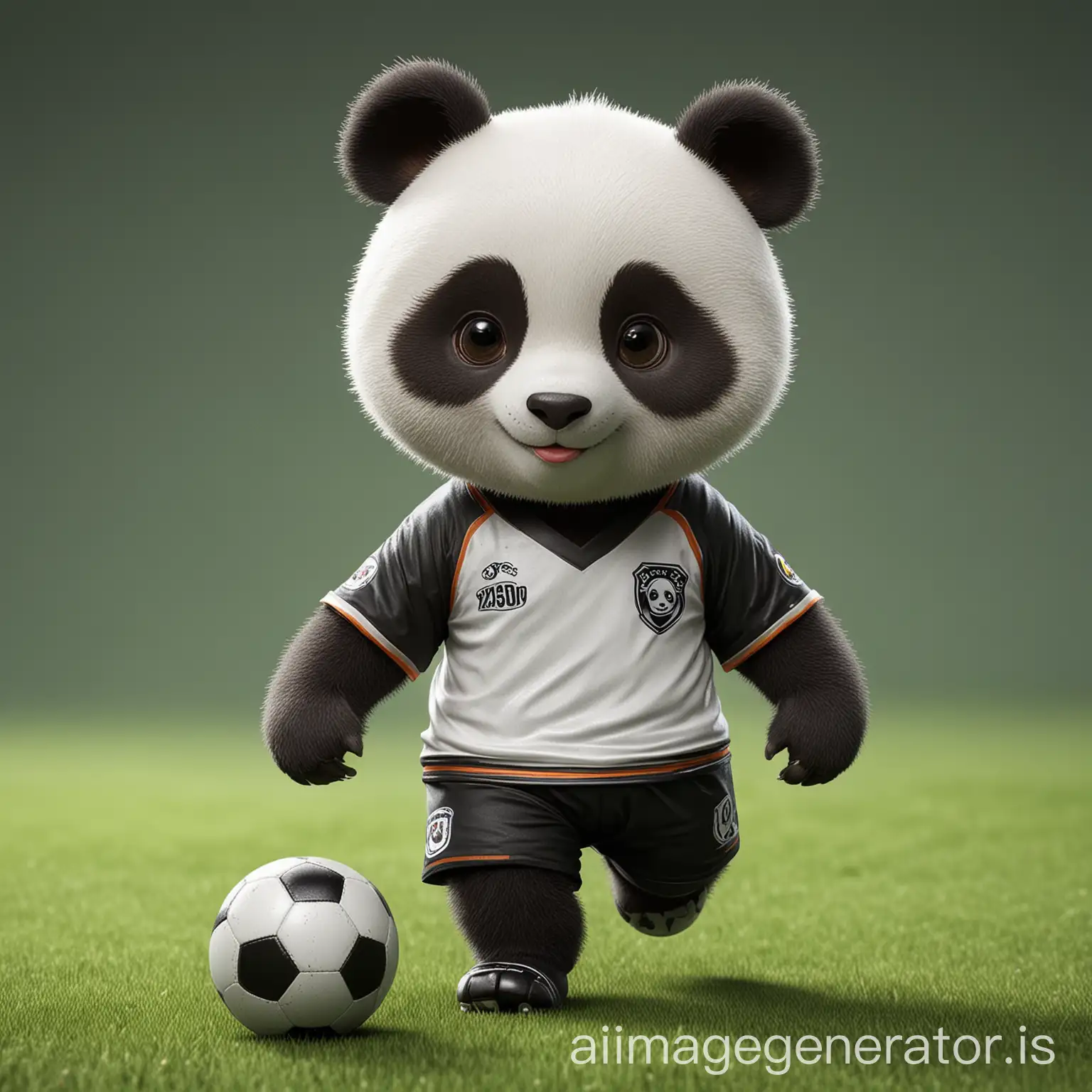 cute cool  3d panda soccer player  Put on  soccer uniform  soccer game attire. walking