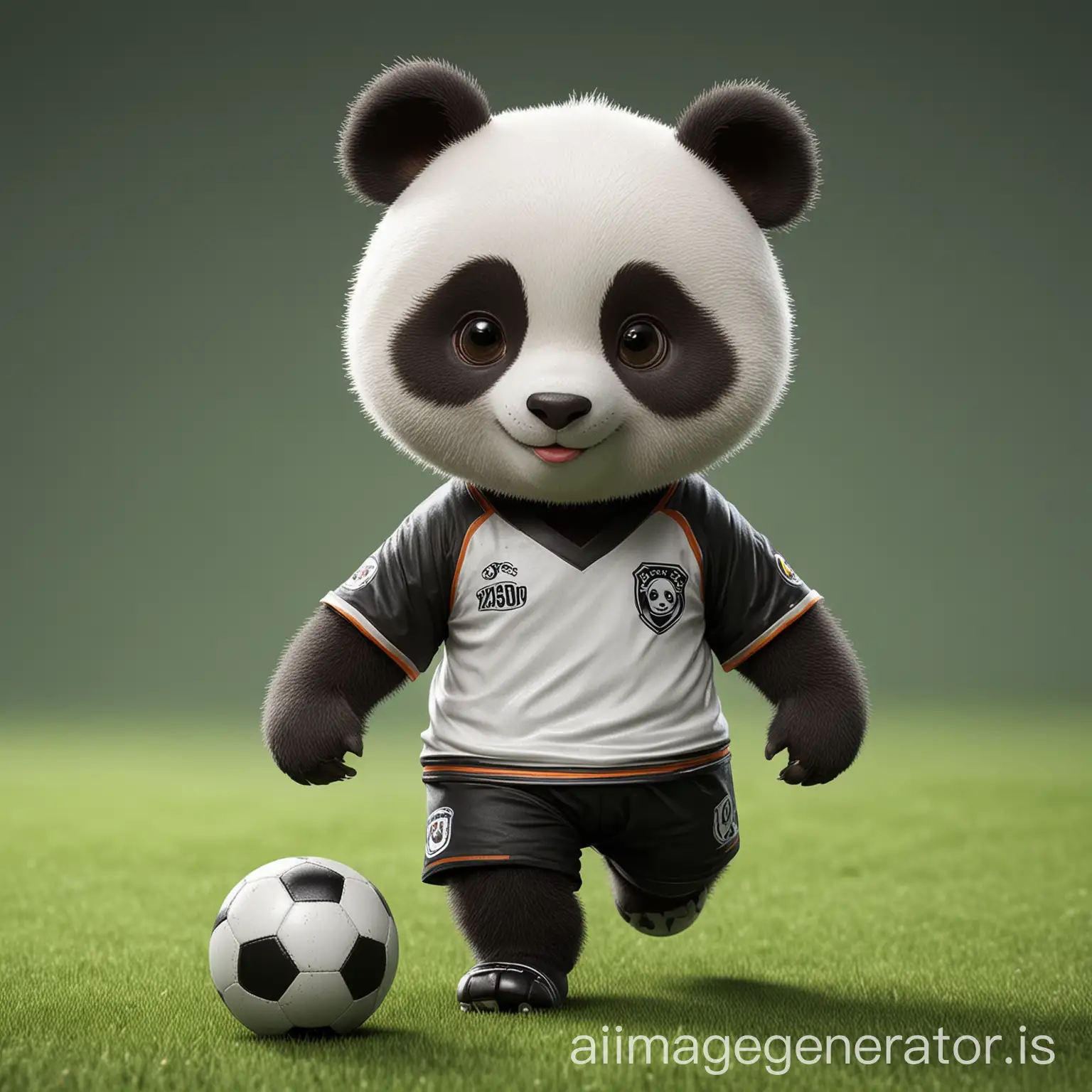 cute cool  3d panda soccer player  Put on  soccer uniform  soccer game attire. walking
