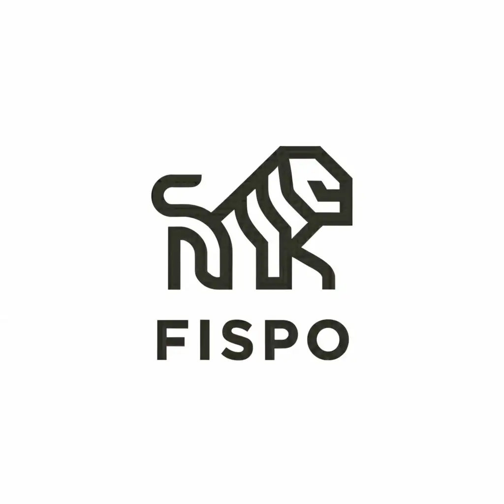 a logo design,with the text "FISPO", main symbol:Lion,Minimalistic,clear background