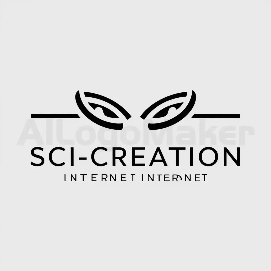 a logo design,with the text "sci-creation", main symbol:eyes,Minimalistic,be used in Internet industry,clear background