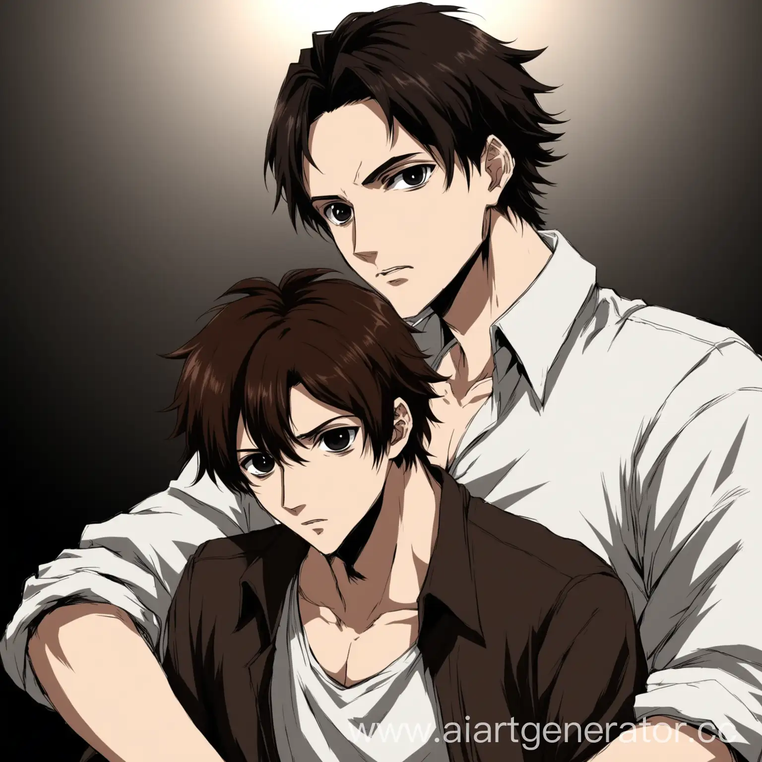 Anime-Style-Brunet-Man-with-White-Shirt-and-Dark-Brown-Hair