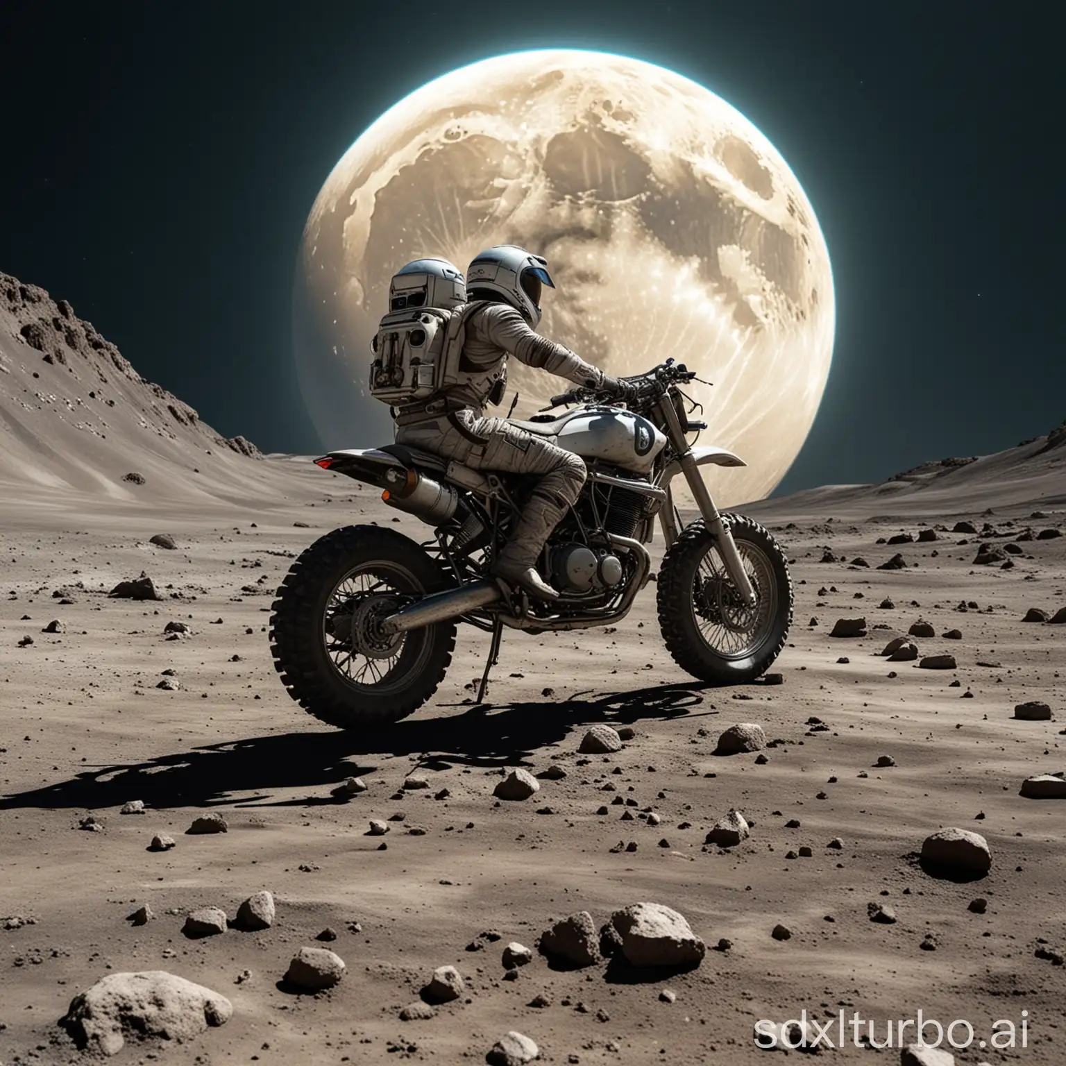 ein cooles Motorrad auf dem Mond