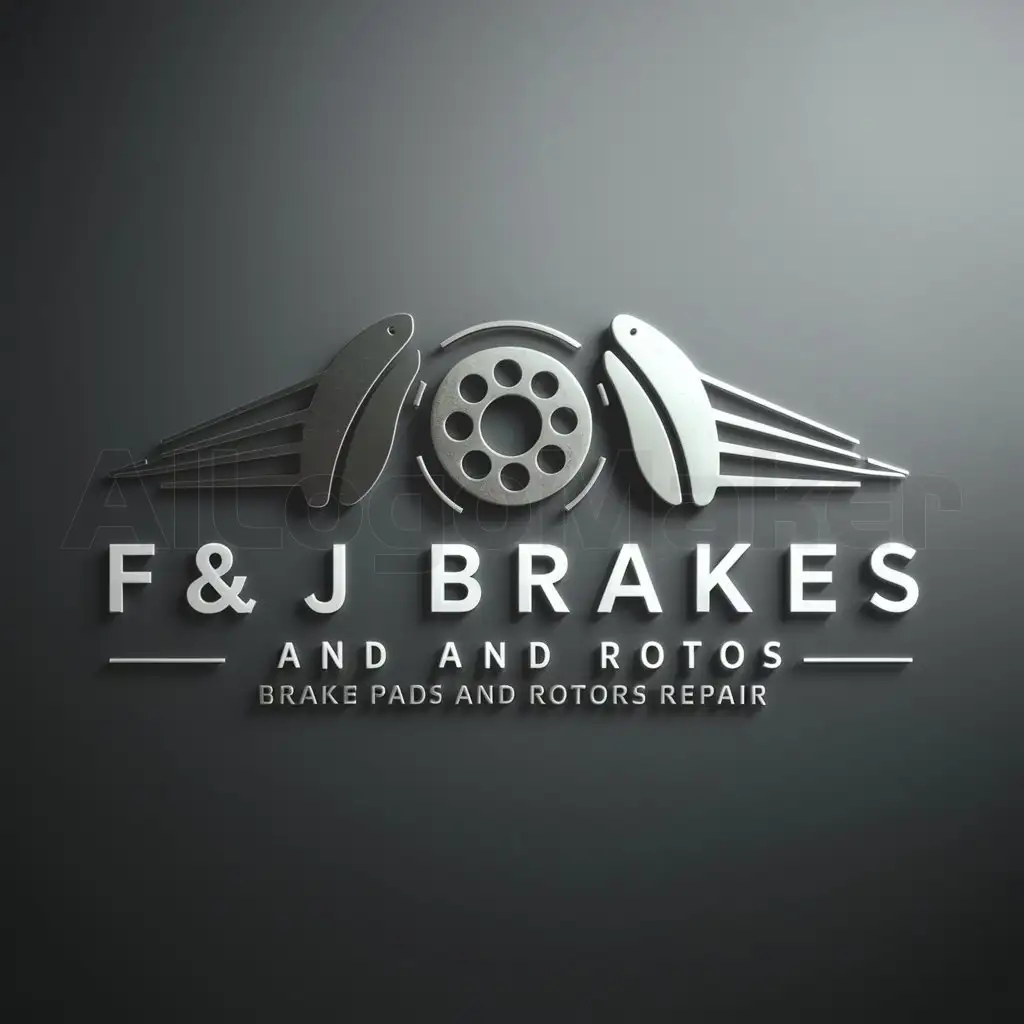 a logo design,with the text "F&J BRAKES AND ROTORS", main symbol:BRAKE PADS AND ROTORS REPAIR,Moderate,clear background