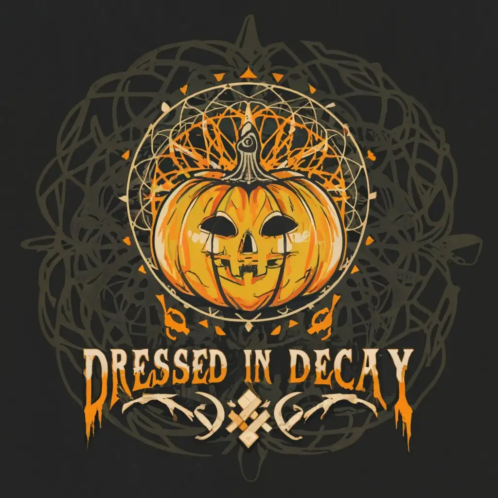 LOGO-Design-For-Dressed-In-Decay-Halloween-Pumpkin-Sacred-Geometry-Theme