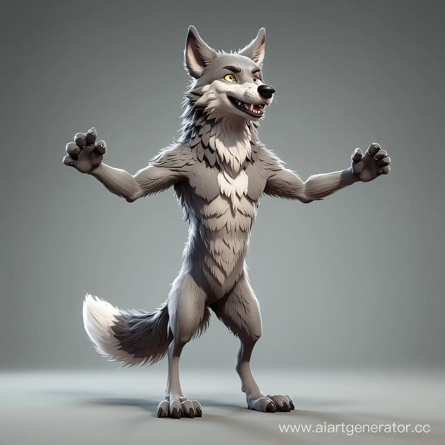 Playful-Cartoon-Wolf-with-Outstretched-Arms-Standing-Tall