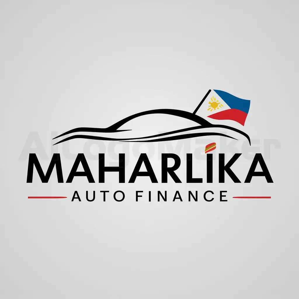 a logo design,with the text "Maharlika Auto Finance", main symbol:Auto, Philippine Flag,Moderate,be used in Automotive industry,clear background