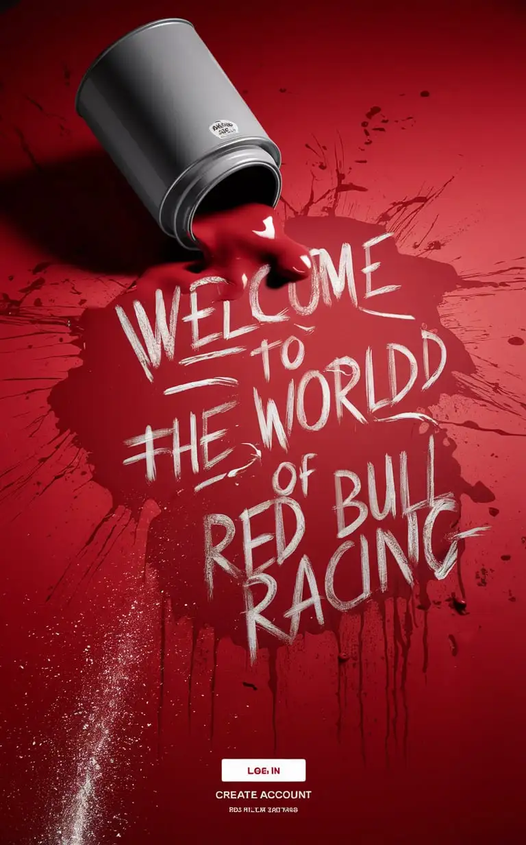 Spilled-Red-Paint-on-Grey-Can-with-Welcome-to-Red-Bull-Racing-Text