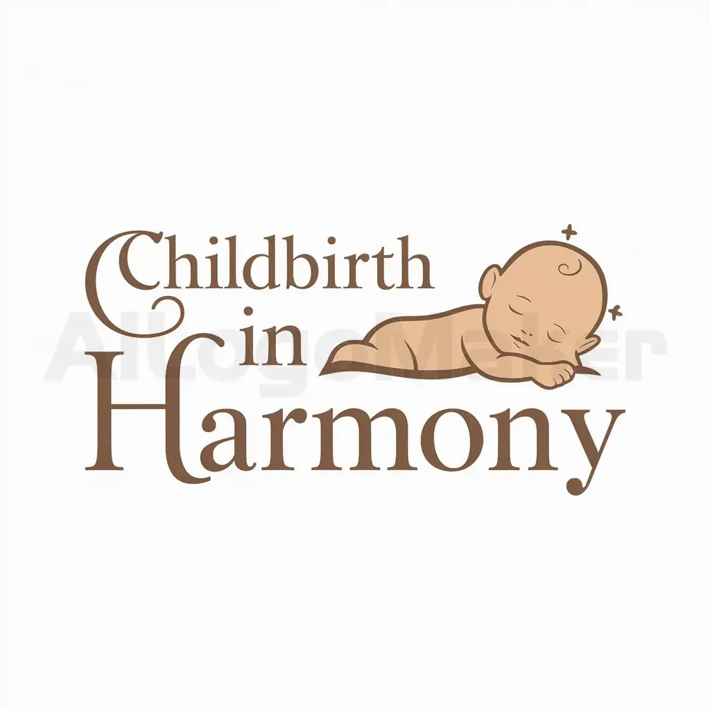 a logo design,with the text "Childbirth in harmony", main symbol:baby sleeps, propping on its hands,Moderate,be used in Home Family industry,clear background
