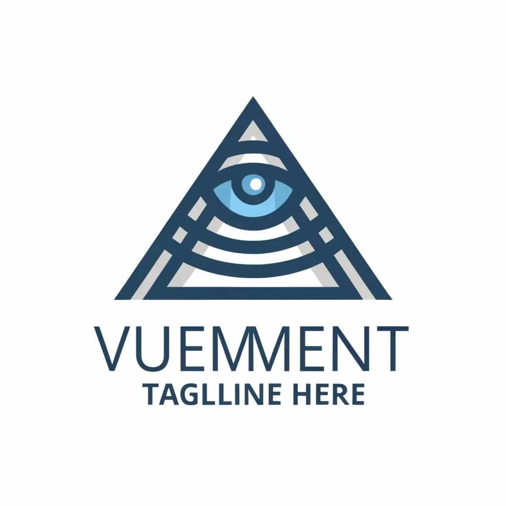 a logo design,with the text GC-Vehement, main symbol:Egyptian pyramid, with eye in the upper third in the pyramid, in blue white,Minimalistic,be used in Finance industry,clear background,without tagline