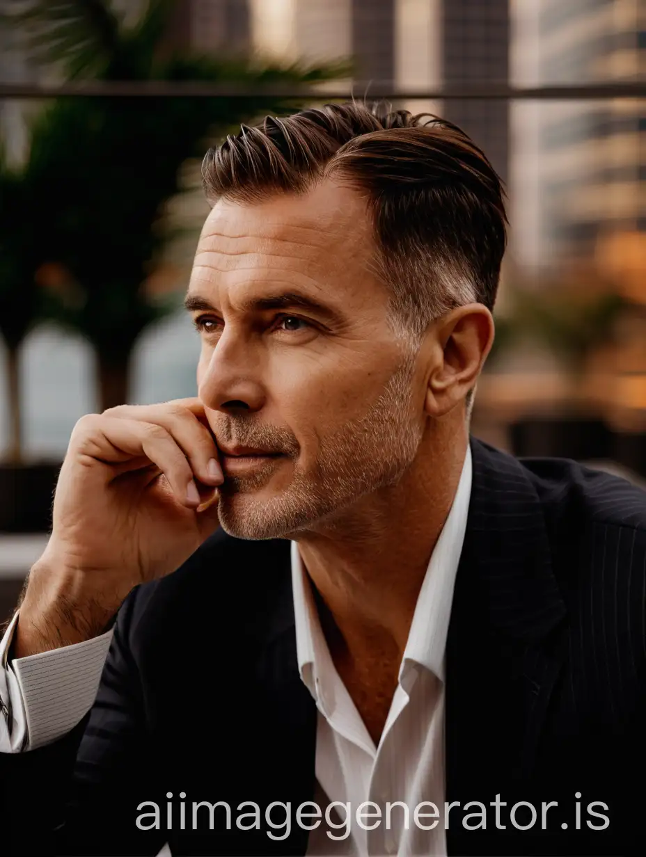 Elegant-English-Businessman-in-Armani-Suit-on-Skyscraper-Balcony-at-Sunrise