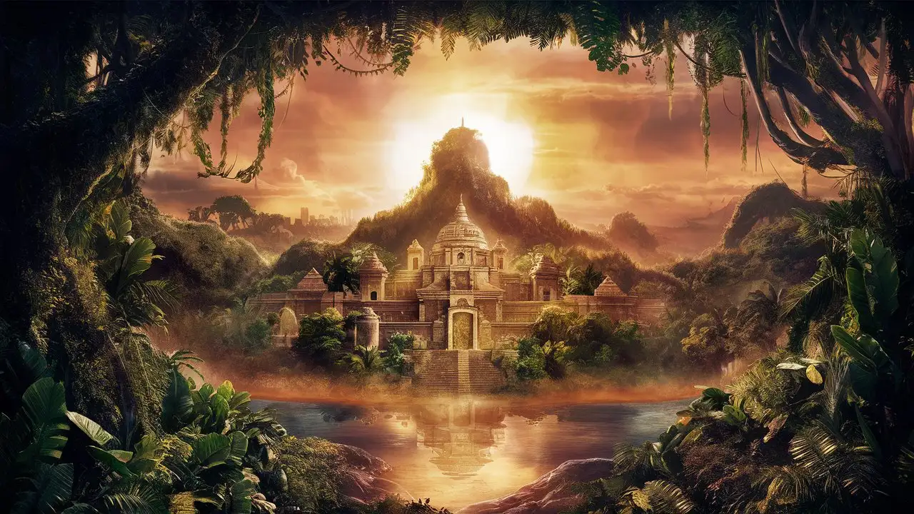 El Dorado Mystical City of Gold in Tropical Rainforest