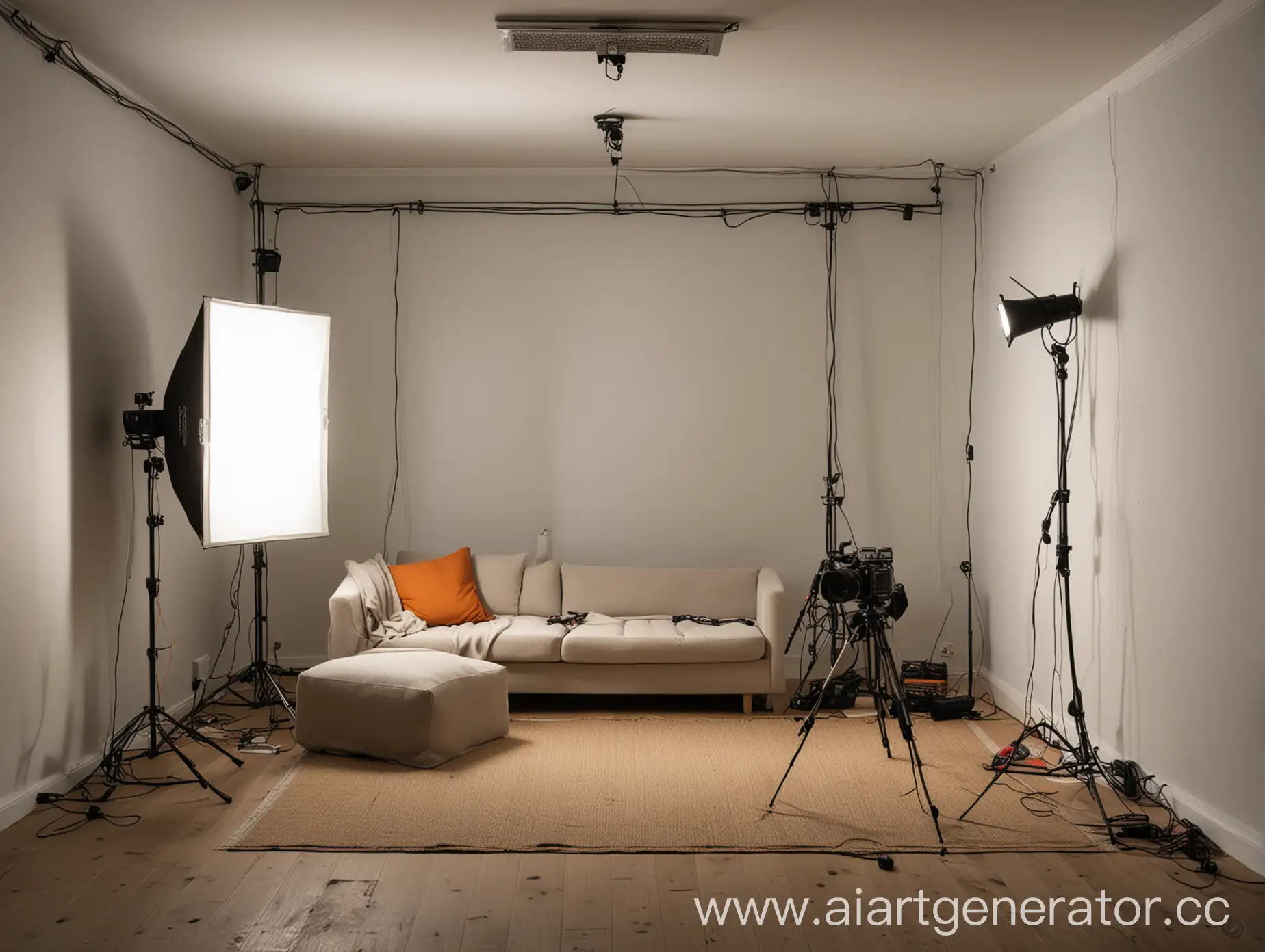 Empty-Studio-with-Camera-and-Sofa-in-Soft-Lighting-Setup