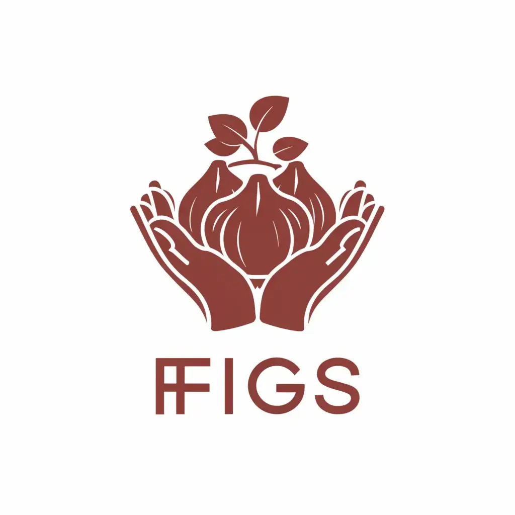 a logo design,with the text "Figs", main symbol:A pair of hands holding figs,complex,be used in Entertainment industry,clear background