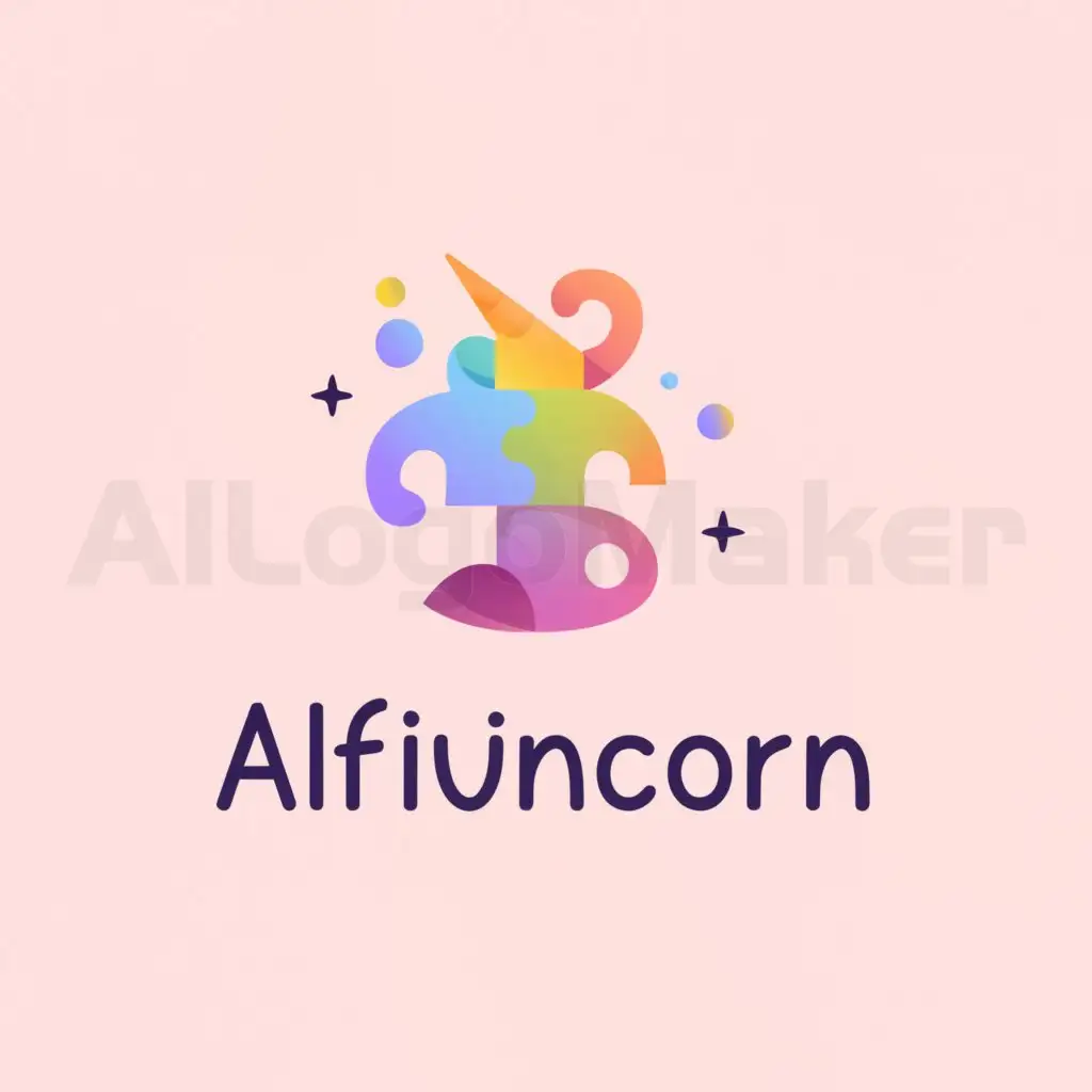 a logo design,with the text "ALFIUNICORN", main symbol:Puzzle,Moderate,be used in Home Family industry,clear background