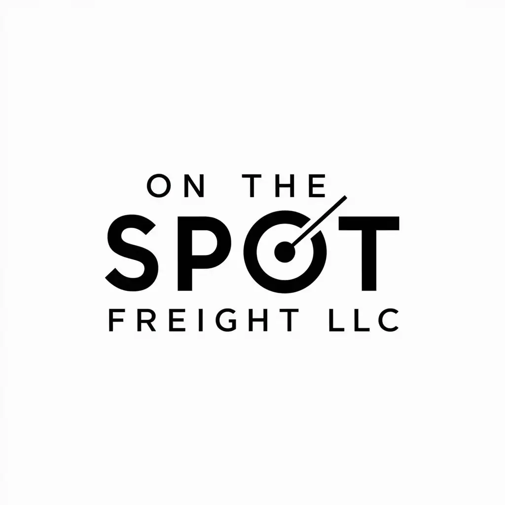 a logo design,with the text "On the spot freight LLC", main symbol:A target bullseye center of logo integrated within the letter o of the text. white background.,Minimalistic,clear background