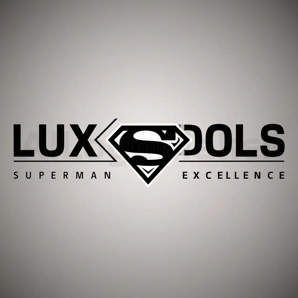 a logo design,with the text "Lux Pools", main symbol:Lux make Superman badge,Moderate,be used in 0 industry,clear background