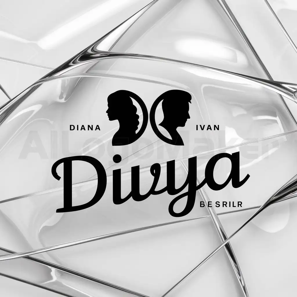 a logo design,with the text "Divya", main symbol:Diana+Ivan,complex,clear background
