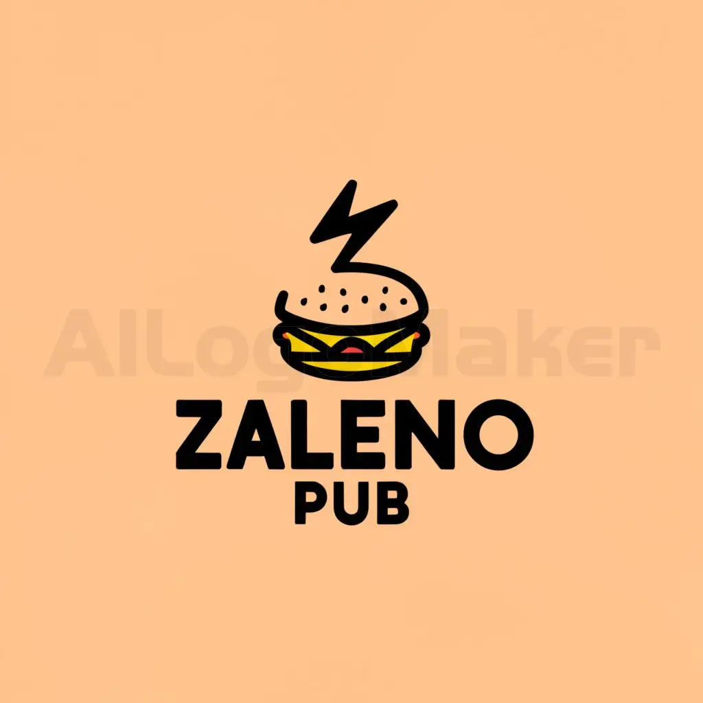a logo design,with the text "zaleno pub", main symbol:fast food,Minimalistic,be used in Restaurant industry,clear background