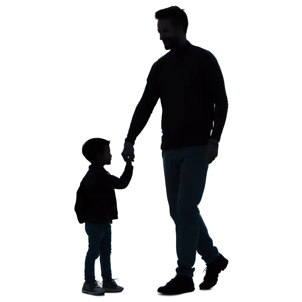 HighQuality-PNG-Image-Single-Dad-and-Child-Silhouette-Heartwarming-Family-Moments-Captured-in-Crisp-Detail