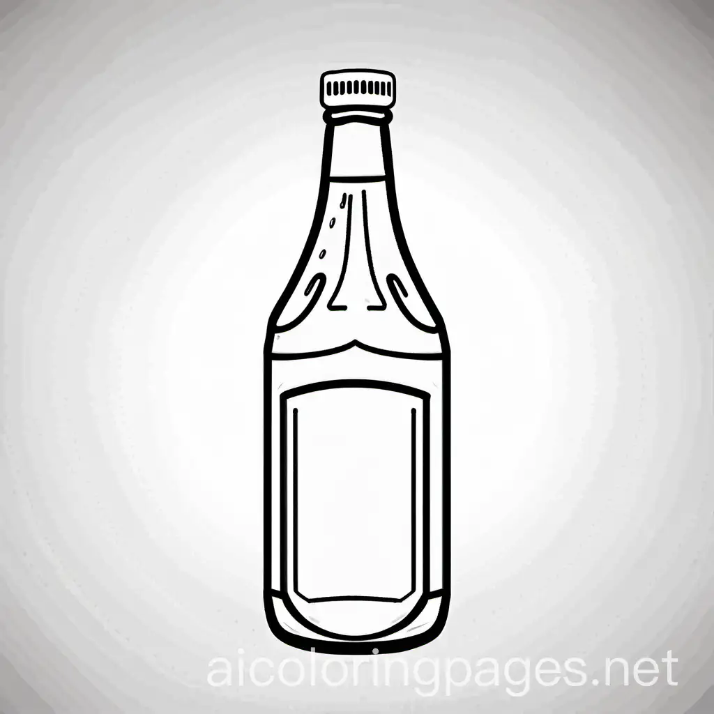 classic bottle of ketchup, Coloring Page, black and white, line art, white background, Simplicity, Ample White Space. The background of the coloring page is plain white to make it easy for young children to color within the lines. The outlines of all the subjects are easy to distinguish, making it simple for kids to color without too much difficulty
