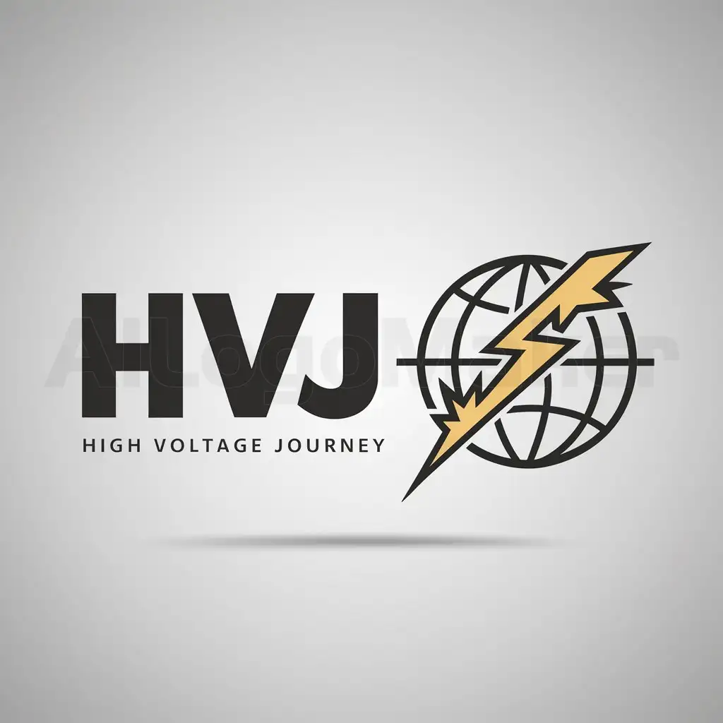 a logo design,with the text "HVJ", main symbol:High Voltage Journey,Moderate,be used in Travel industry,clear background