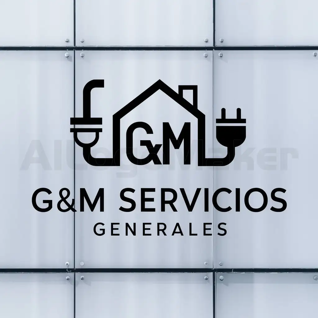 a logo design,with the text "G&M Servicios Generales", main symbol:Una casa una tuberia de agua un enchufe electrico,Moderate,clear background
