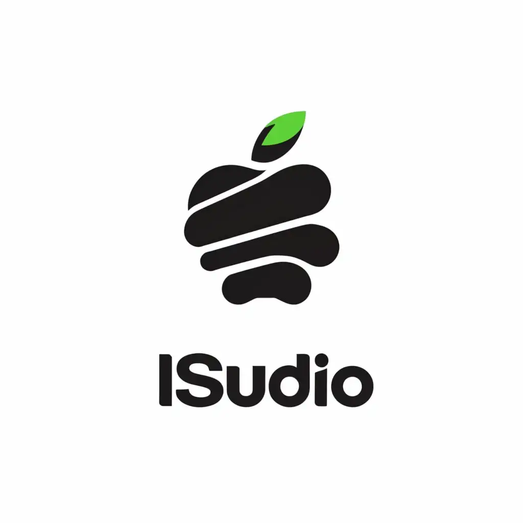a logo design,with the text "iSudio", main symbol:apple,Minimalistic,clear background