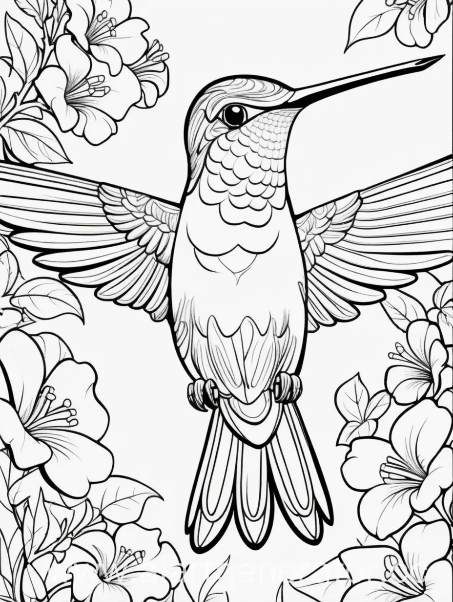 Childrens-Coloring-Colibri-Black-and-White-Outline-Sketch-with-Minimal-Detailing