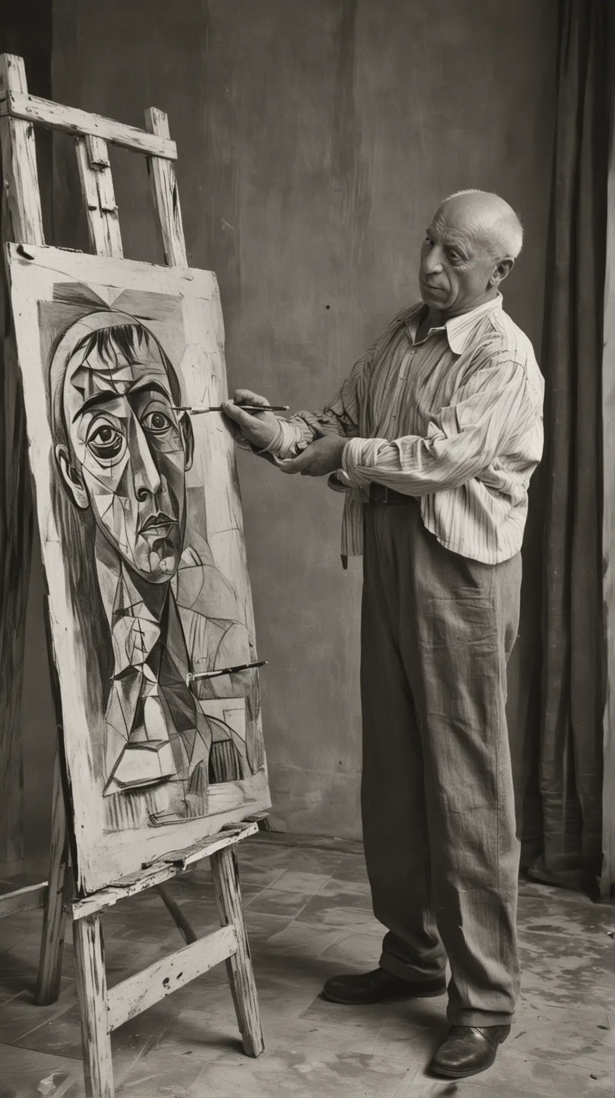 Show Pablo Picasso when he was painting , show during his time