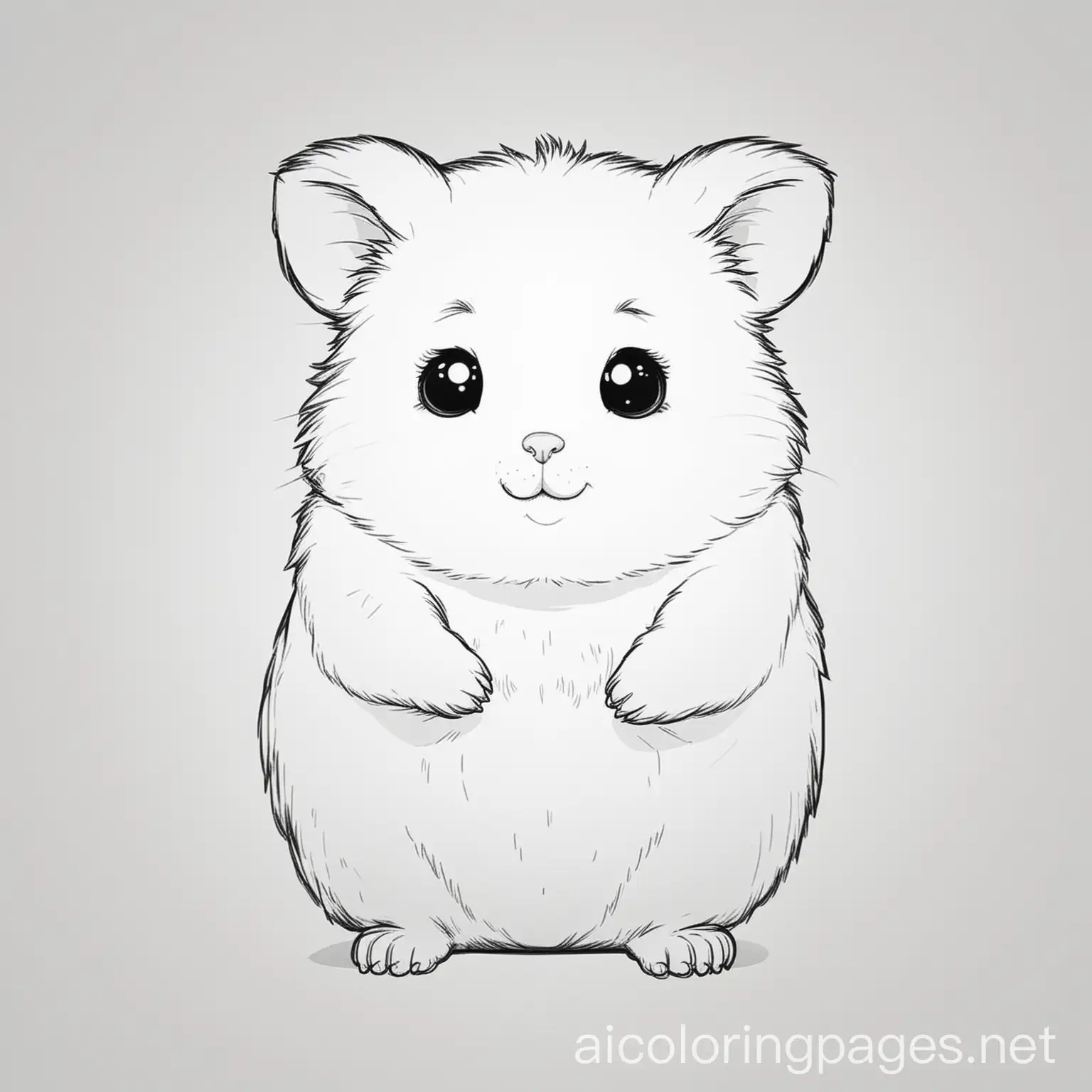 Ein süßen Hamster mit ganzem Körper zum ausmalen, Coloring Page, black and white, line art, white background, Simplicity, Ample White Space. The background of the coloring page is plain white to make it easy for young children to color within the lines. The outlines of all the subjects are easy to distinguish, making it simple for kids to color without too much difficulty