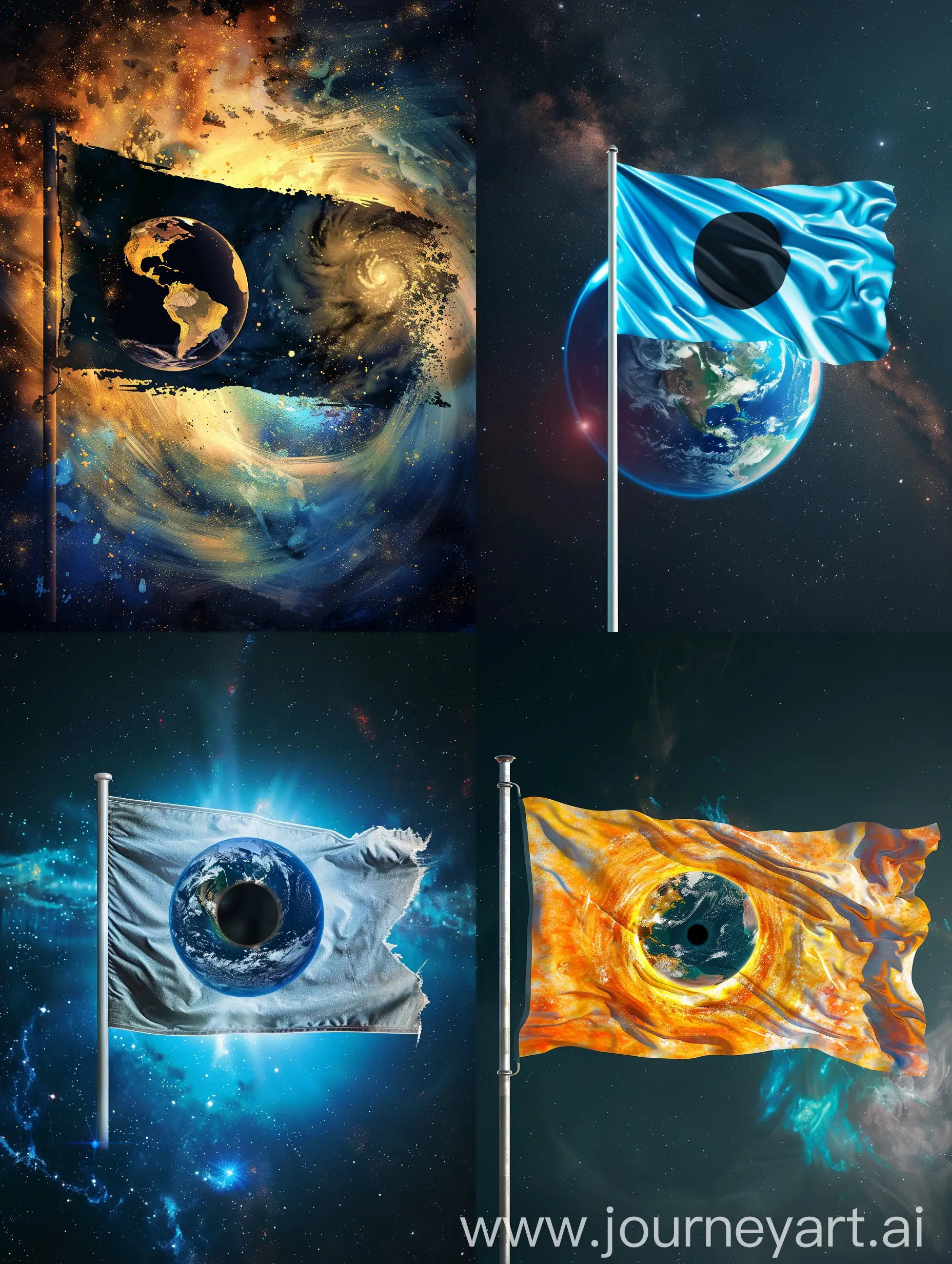 Earth-Flag-with-Black-Hole-Cosmic-Exploration-in-Vast-Space
