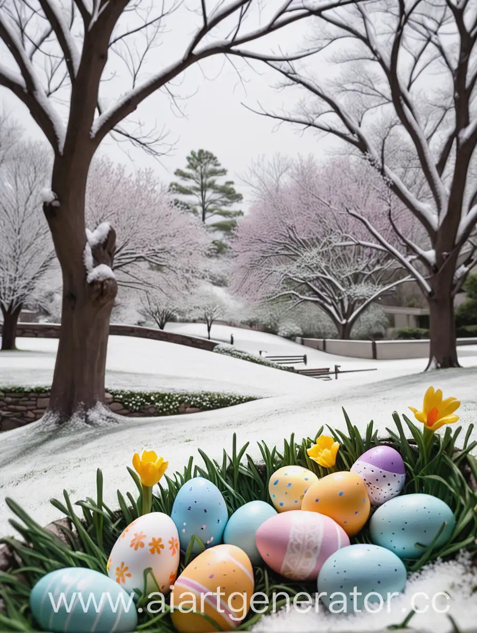 Serene-Landscape-Easter-Snow-in-a-Forest-Clearing
