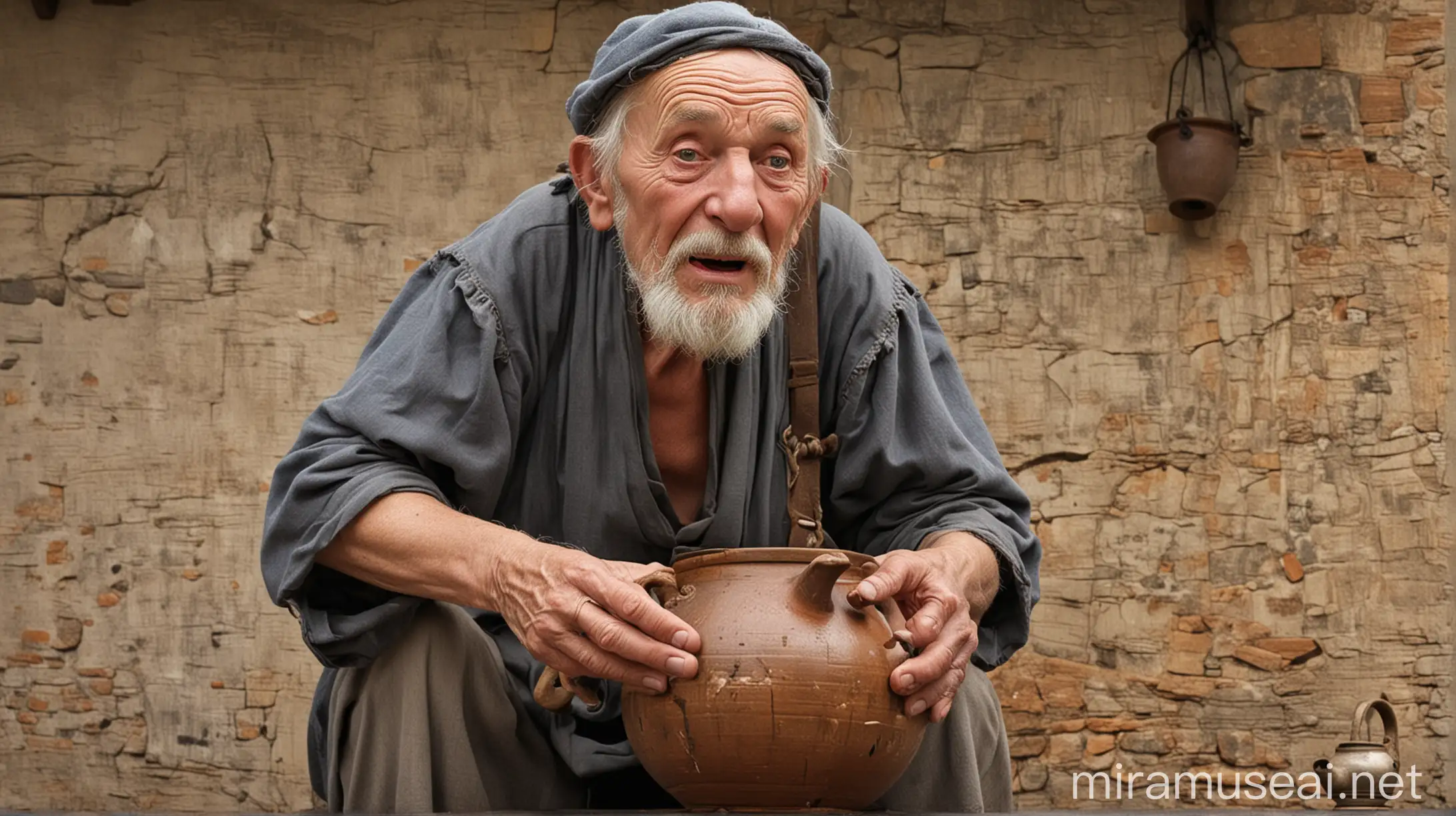 Elderly Storyteller Sharing Parable of the Cracked Jug