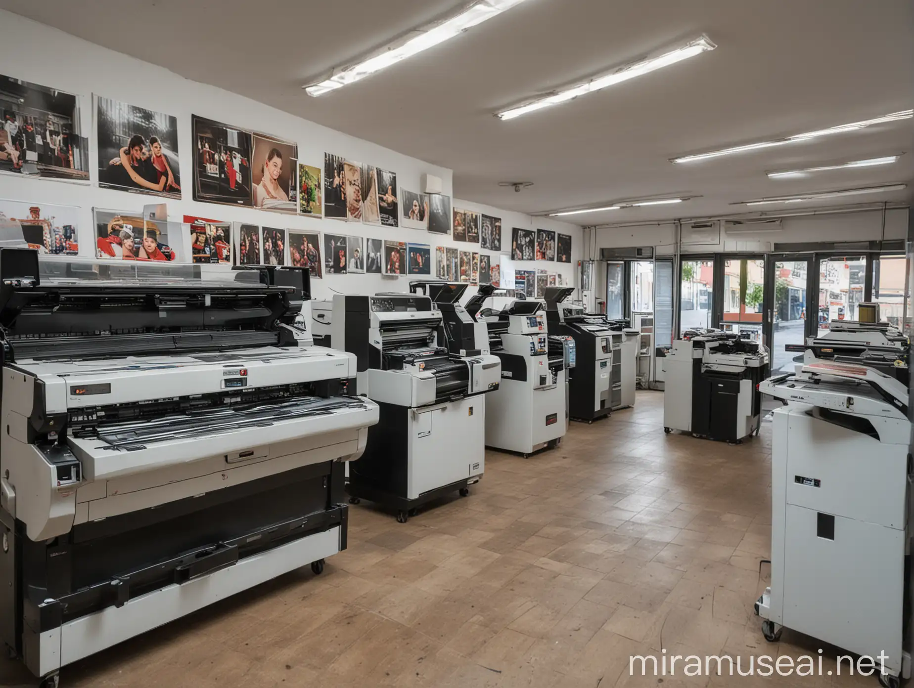 Modern Instant Photo Printing Machines in a Vibrant Shop Setting