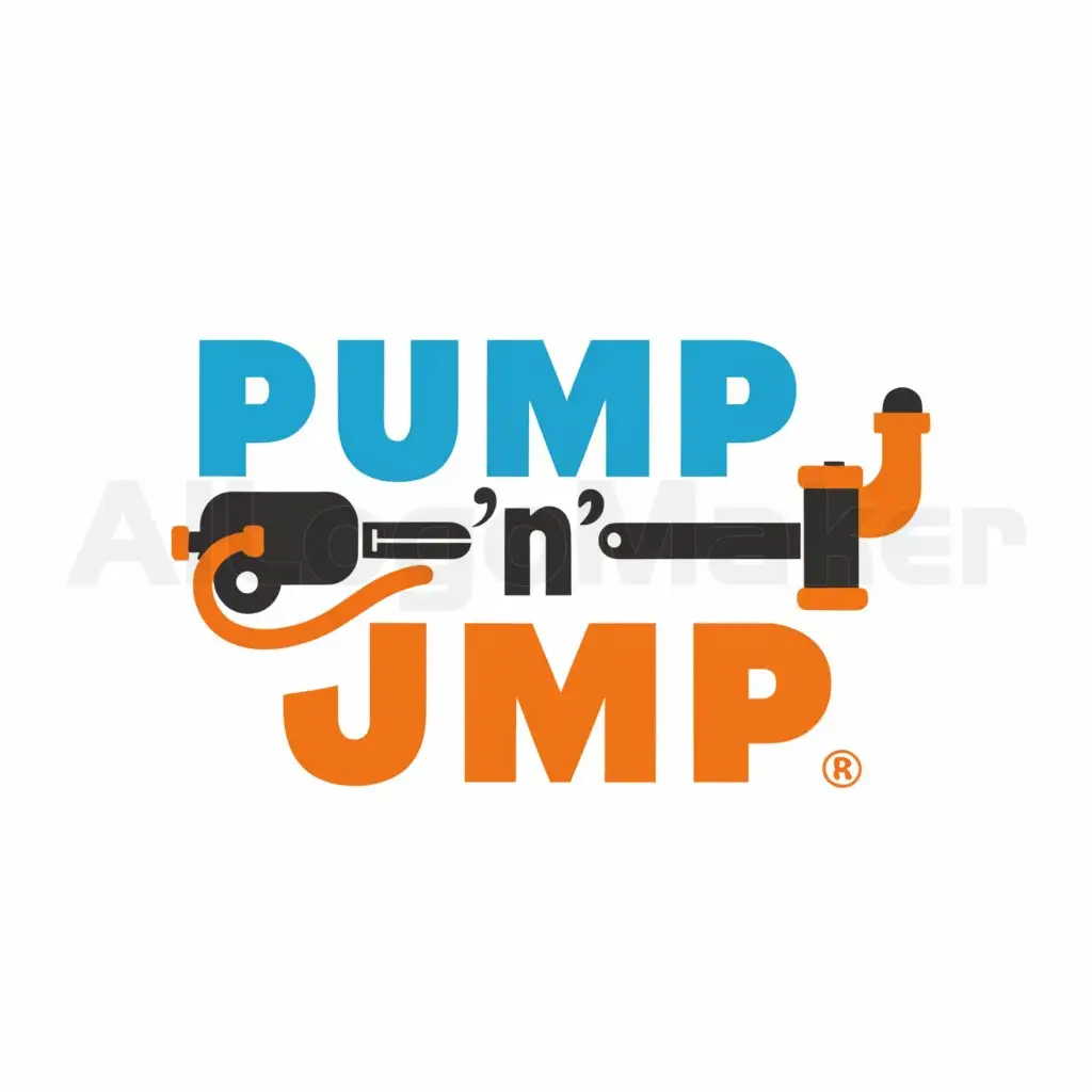a logo design,with the text "Pump 'n' Jump", main symbol:A logo is needed for the name Pump 'n' Jump, with a hand pump present in the image, which can be integrated into the name or somehow interact with it.,Minimalistic,clear background
