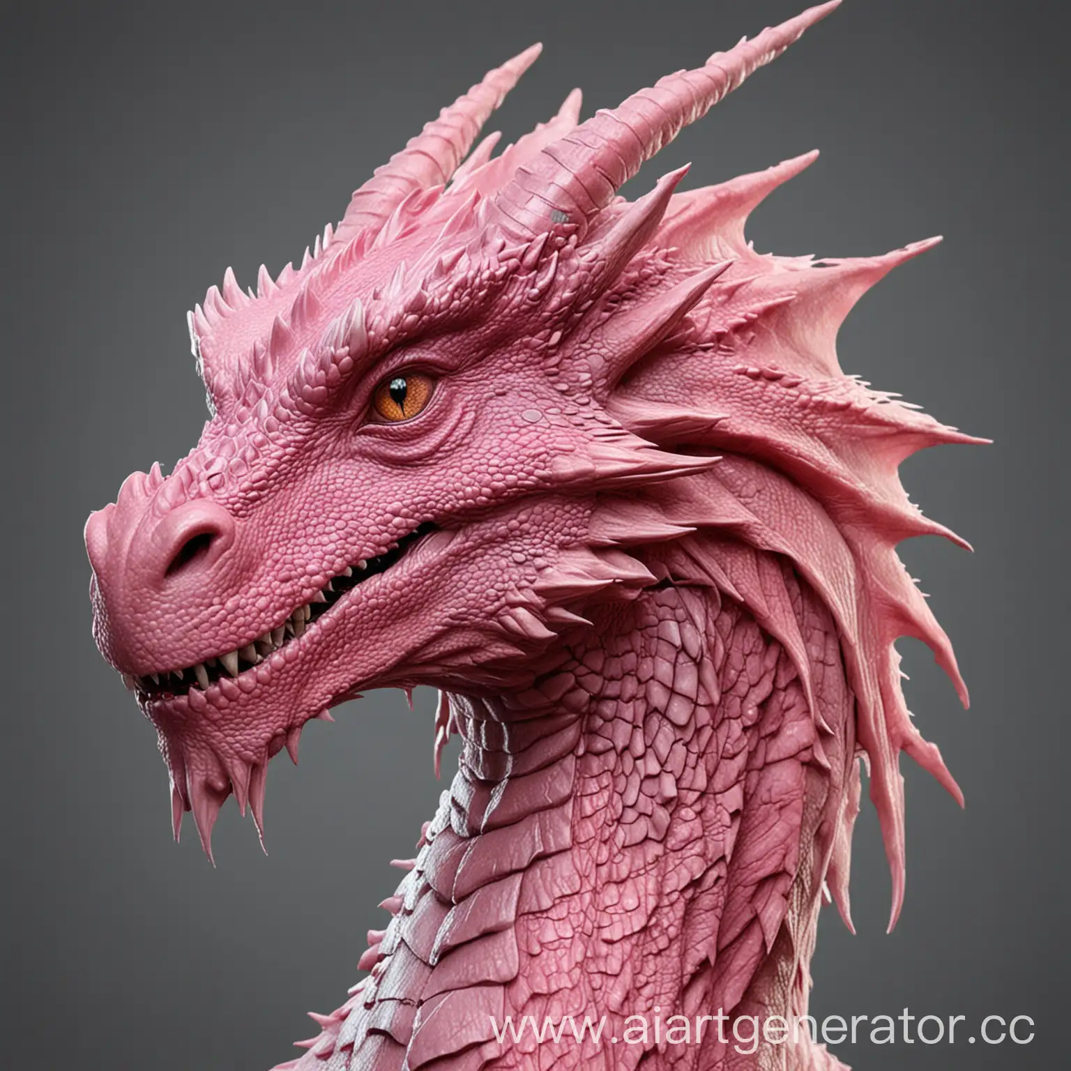 реалистичный дракон, розового цвета, без рогов.