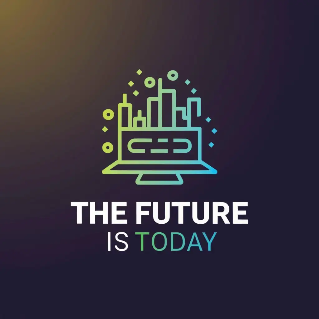 a logo design,with the text "The future is today", main symbol:Laptop,Moderate,be used in Technology industry,clear background