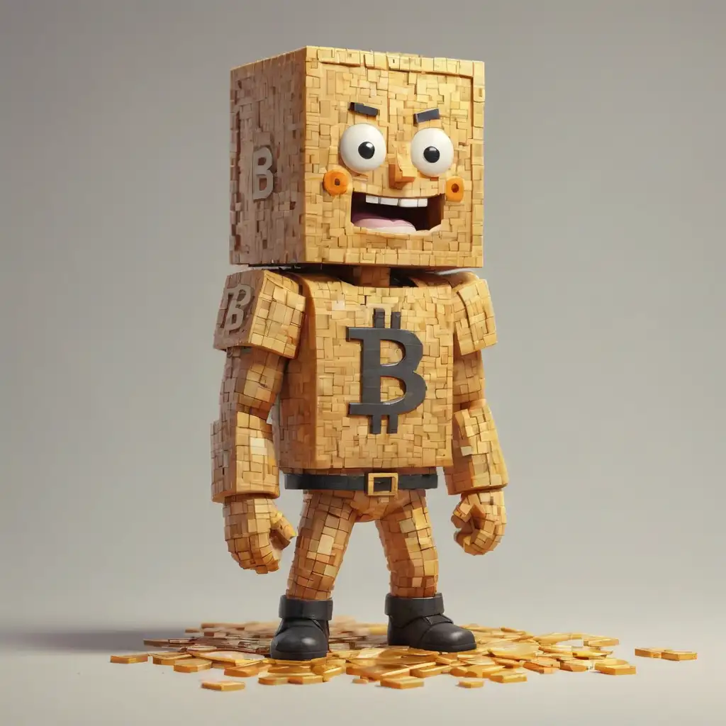 Pixelated Bitcoin Man with Square Head Drawn with a Marker