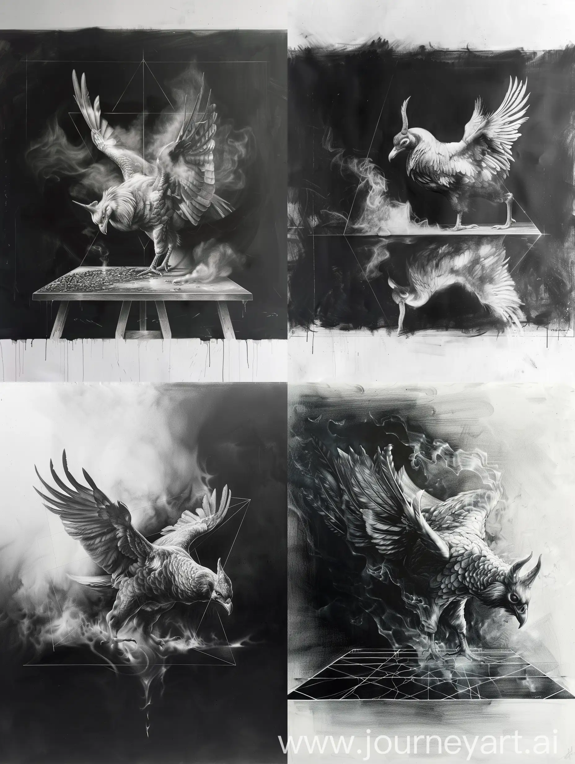 Phoenix-Rising-from-Ashes-and-Smoke-Hyper-Realistic-Pencil-Sketch