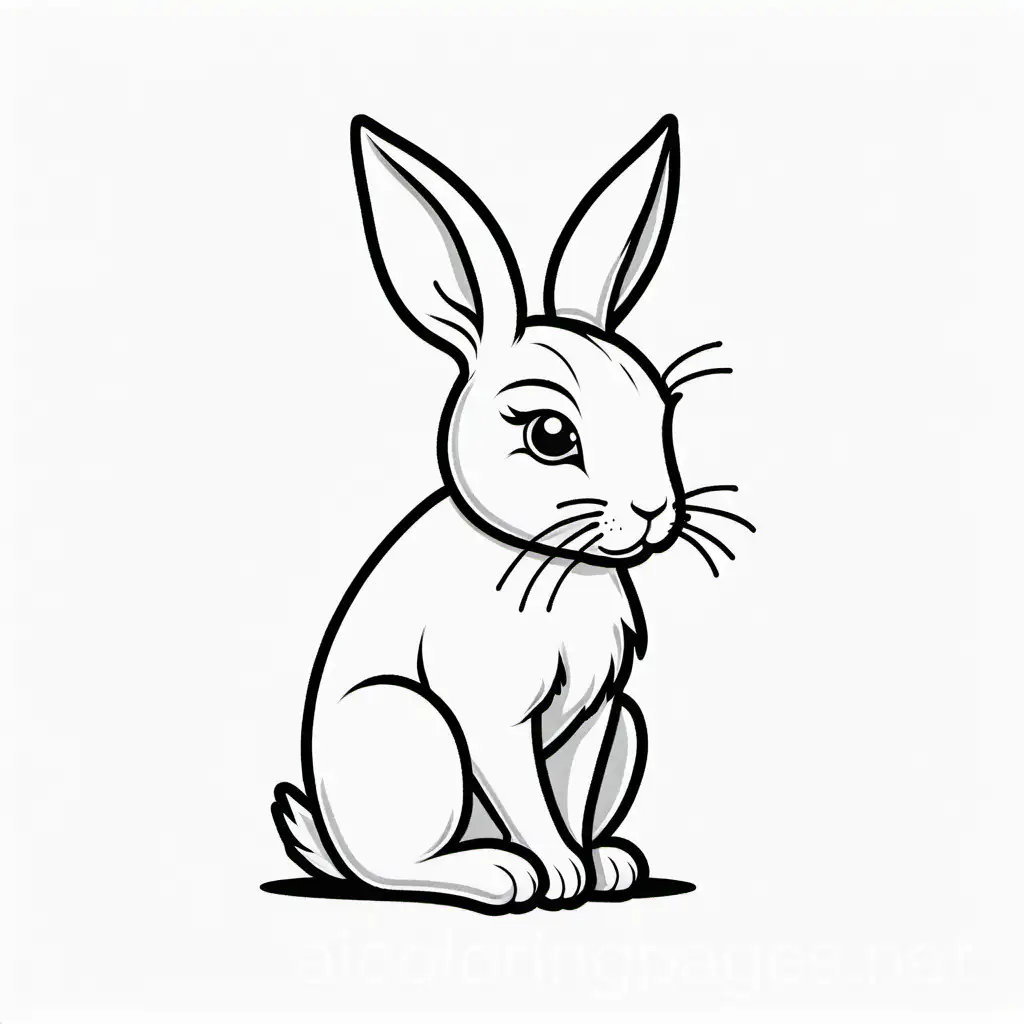 a sad bunny, Coloring Page, black and white, line art, white background, Simplicity, Ample White Space. The background of the coloring page is plain white to make it easy for young children to color within the lines. The outlines of all the subjects are easy to distinguish, making it simple for kids to color without too much difficulty