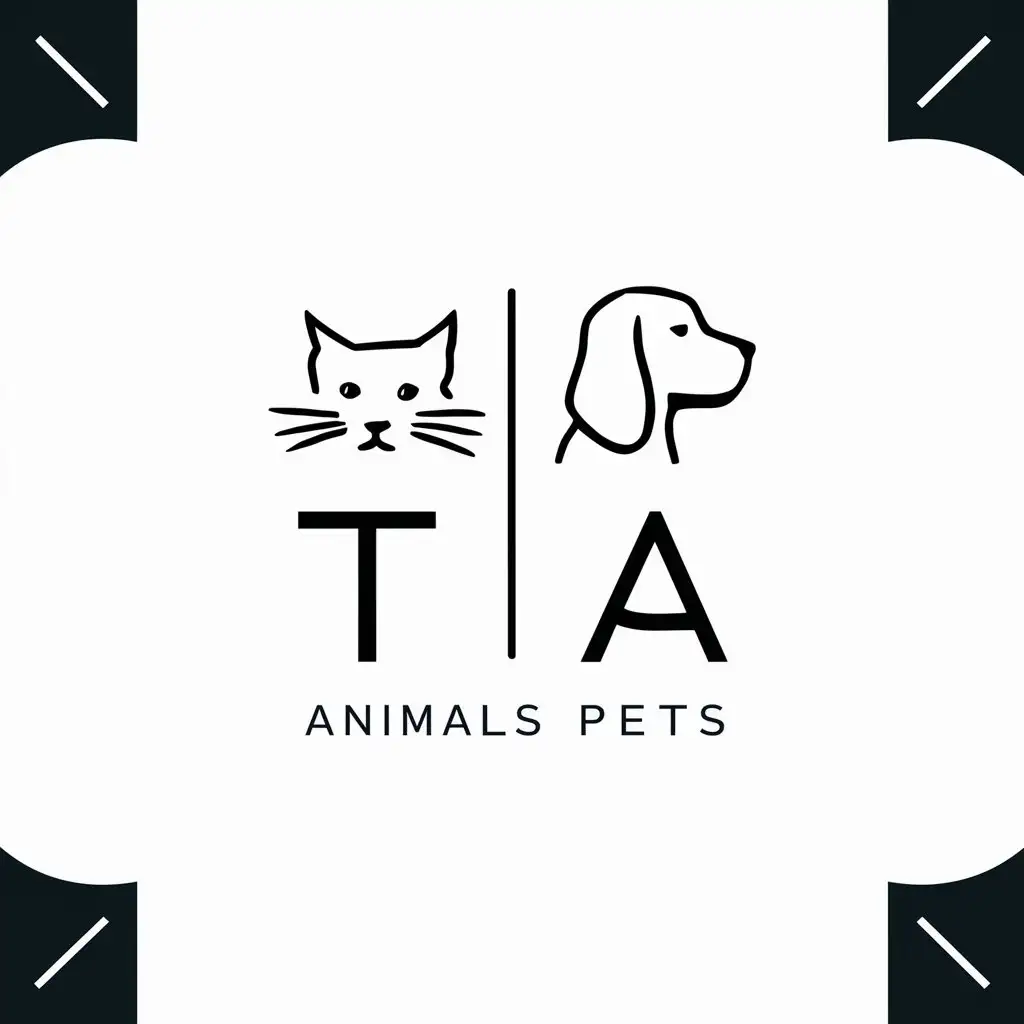 a logo design,with the text "ta", main symbol:cat, dog, line,Minimalistic,be used in Animals Pets industry,clear background