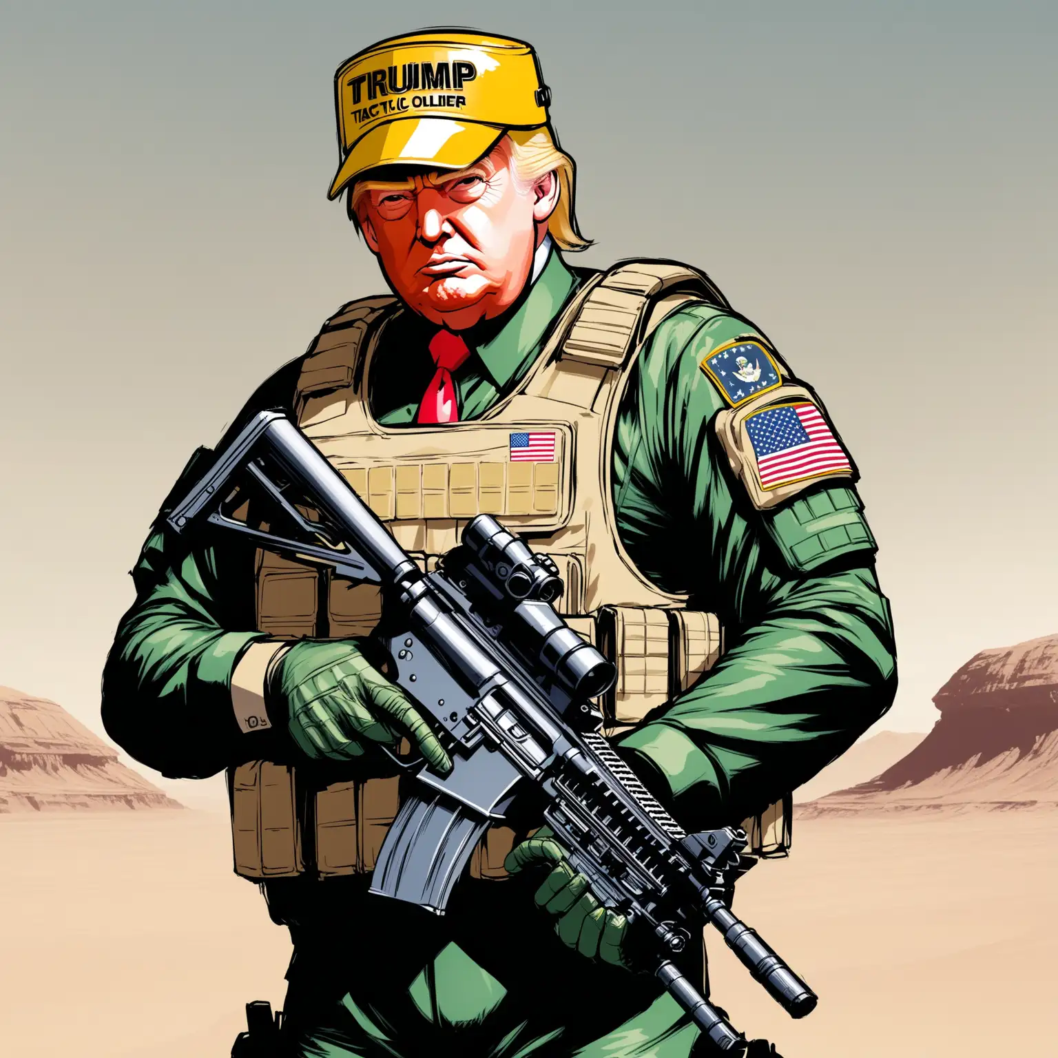 Donald Trump with Alien Soldier in Tactical Gear