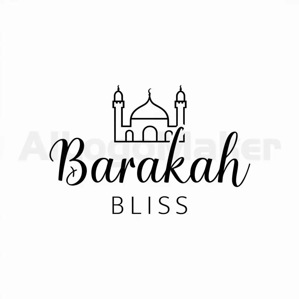 a logo design,with the text "Barakah Bliss", main symbol:Mosque,Moderate,clear background