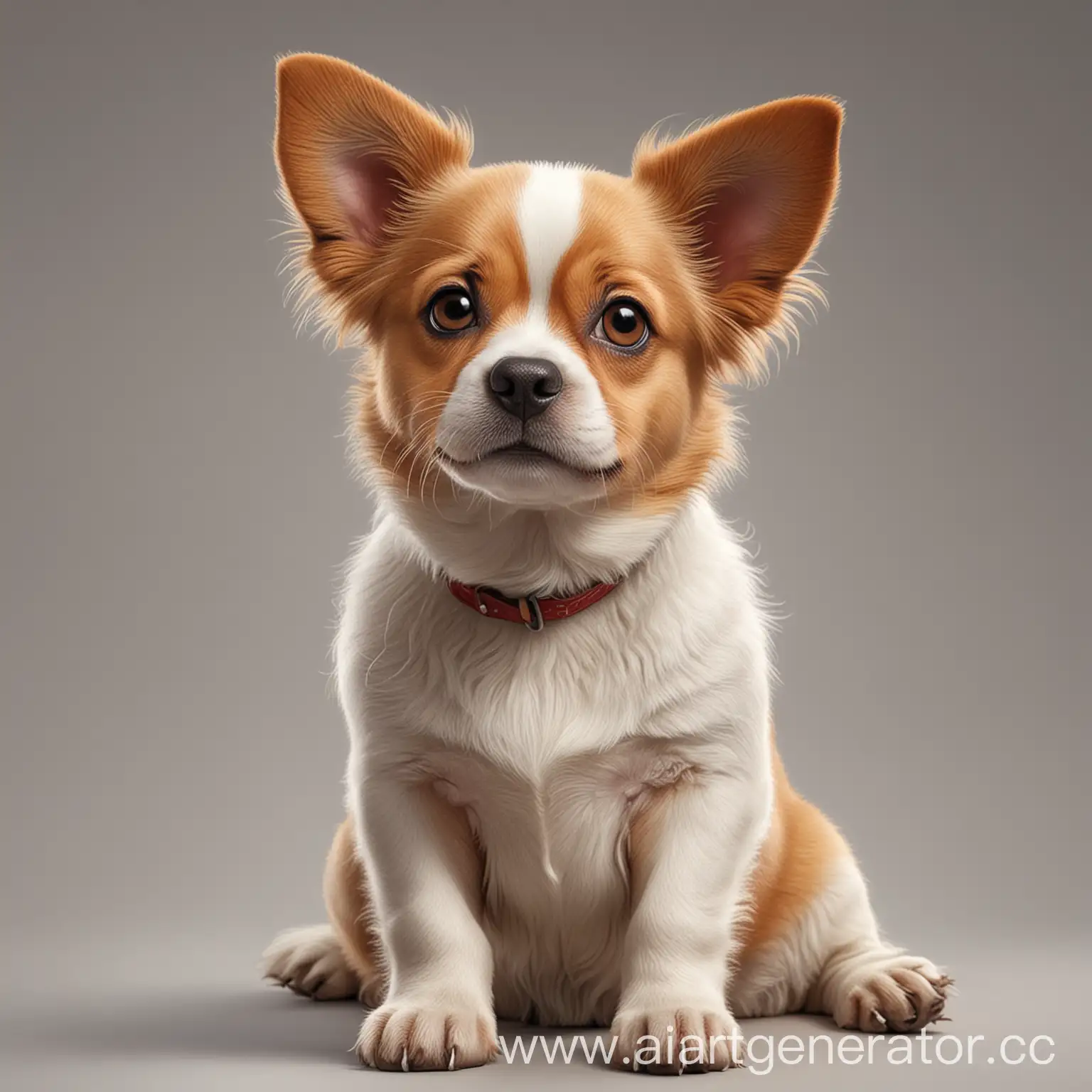 Realistic-Portrait-of-a-Cute-Dog-Sitting-and-Gazing-Ahead