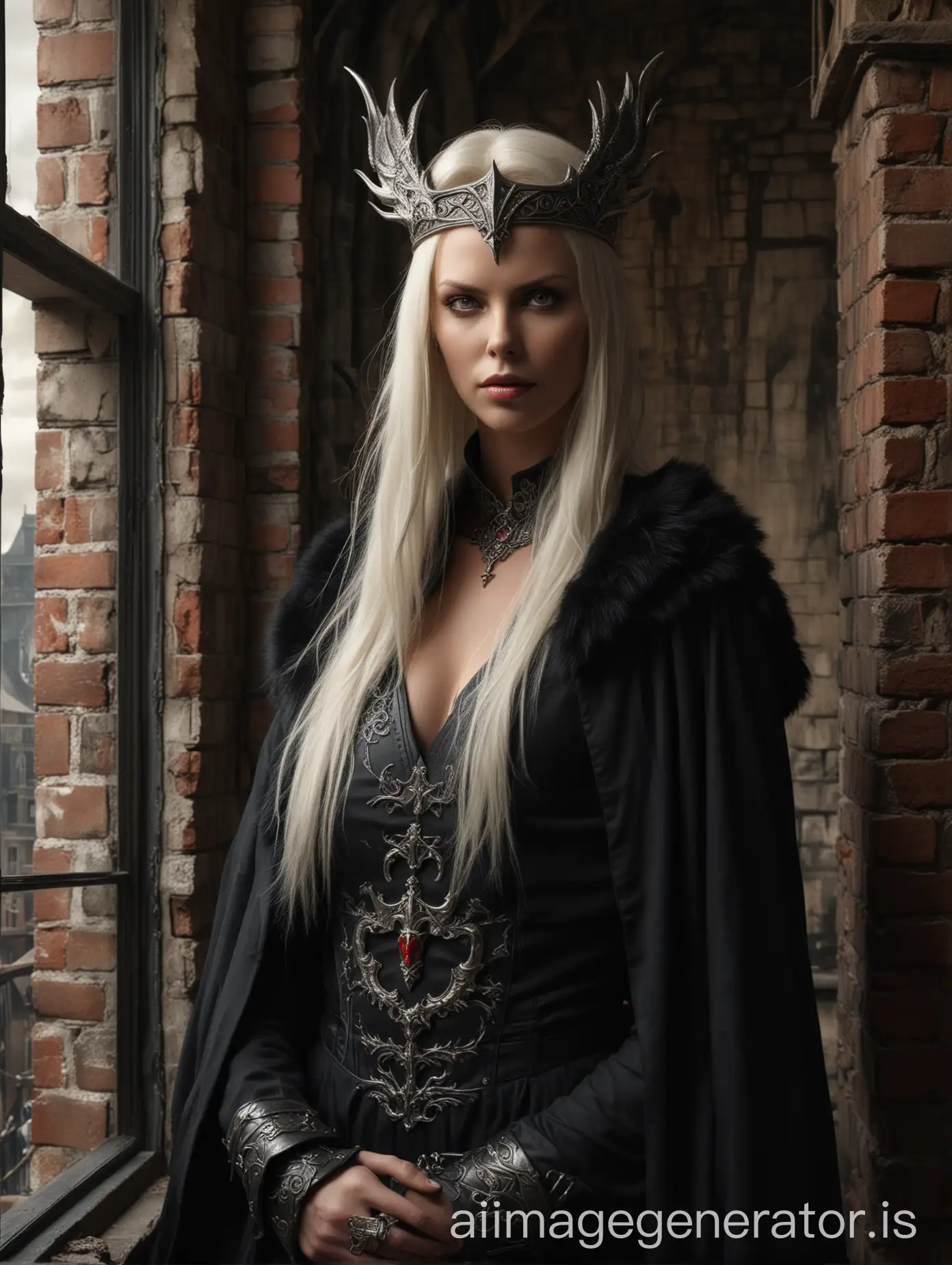 Viking-Queen-with-Dragon-Crest-Crown-in-Ancient-Cityscape