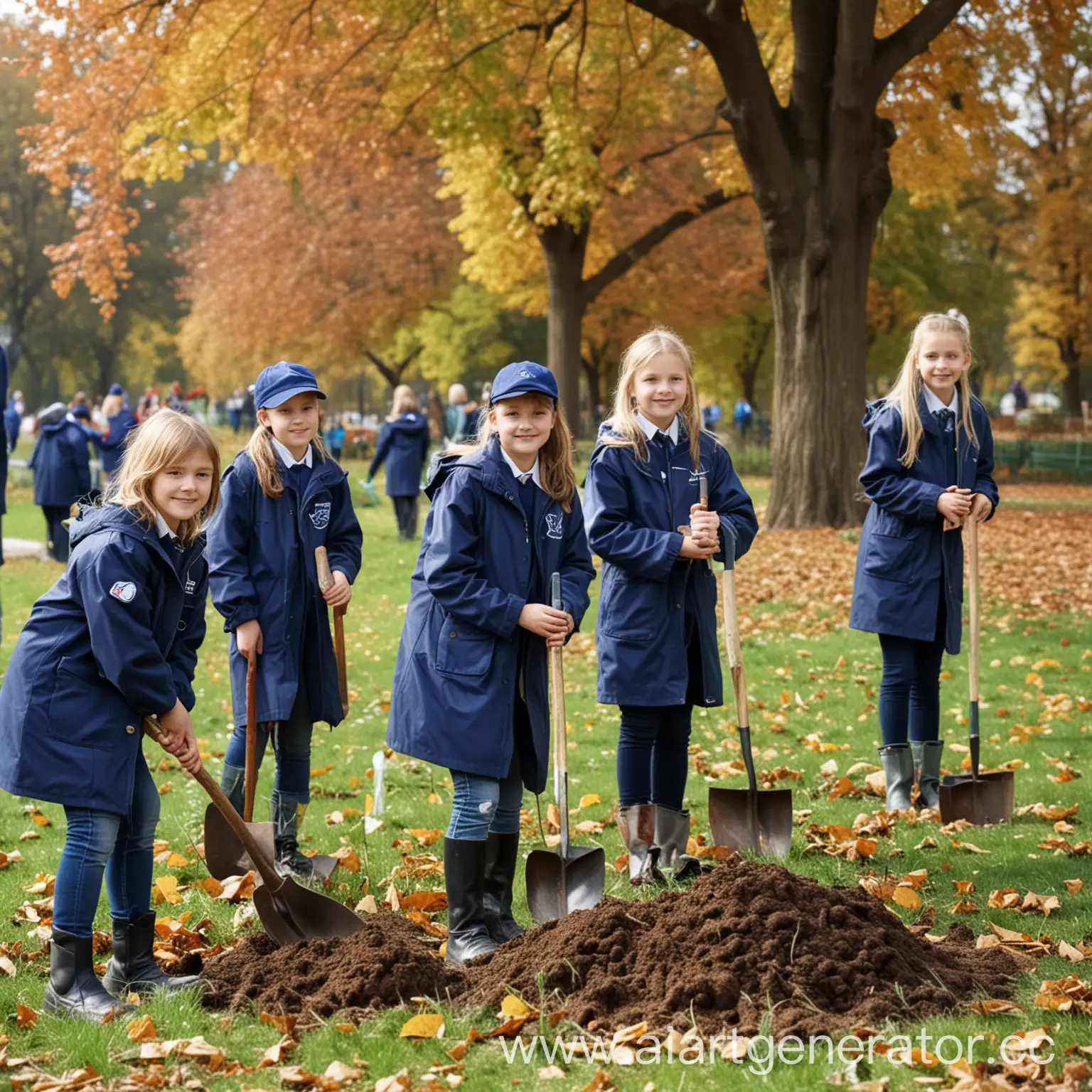 Teenage-Environmentalists-Planting-Trees-in-Autumn-Park