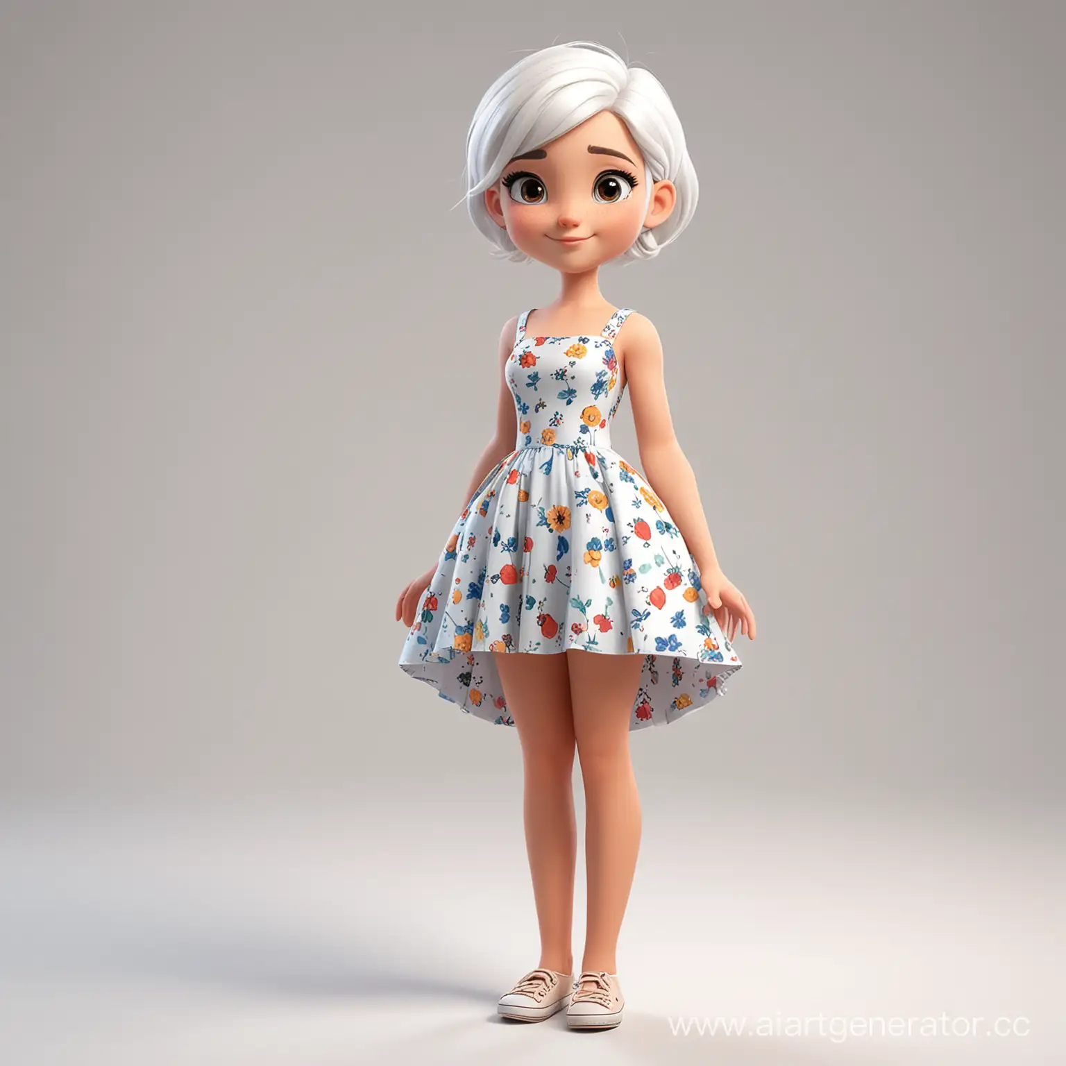 Cartoon-Girl-in-Upward-CartoonStyle-Dress-on-White-Background