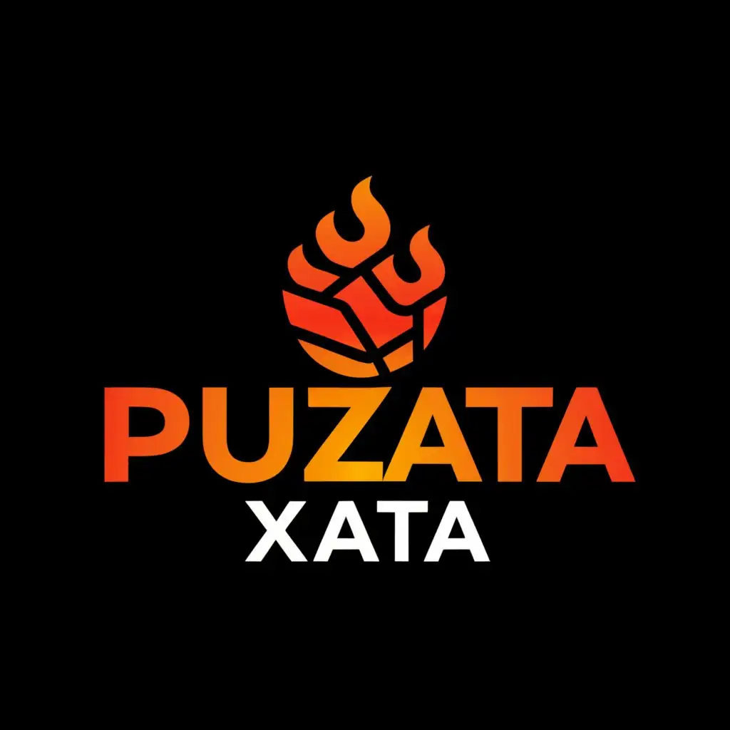 a logo design,with the text "PUZATA XATA", main symbol: there is a restaurant called puzata hata, and it is necessary to update it to make it fresher, BLACK BACKGROUND AND RED LOGO,Минималистичный,be used in Рестораны industry,clear background