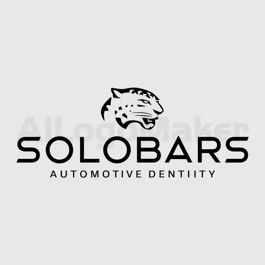 a logo design,with the text "SOLOBARS", main symbol:Outlines of snow leopard's head,Minimalistic,be used in Automotive industry,clear background