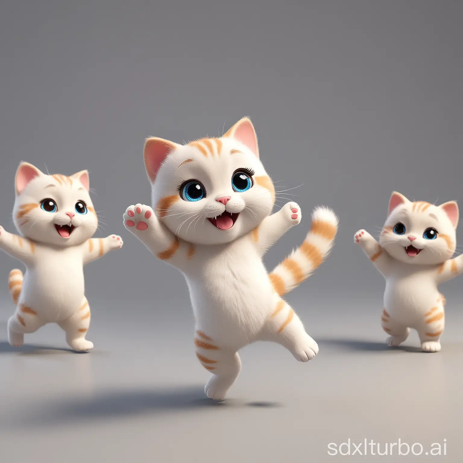 a 3D cute happy cat dance